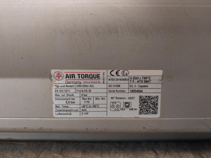 Air Torque Dr01200U Azl Pneumatic Actuator With Rotech Acr3Areaazzalb Alb-module