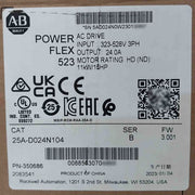 Sealed Pack Allen Bradley 25A-d024N104 Ser.B Powerflex 523 Ac Drive
