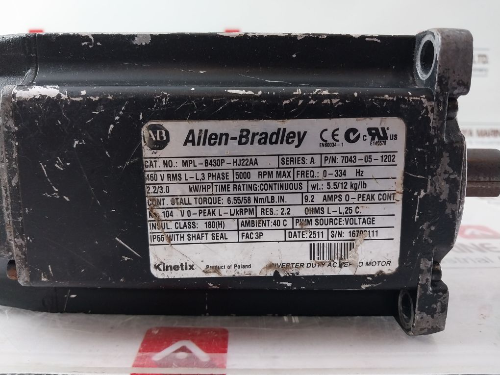 Allen-bradley Mpl-b430P-hj22Aa Servo Motor 7043-05-1202