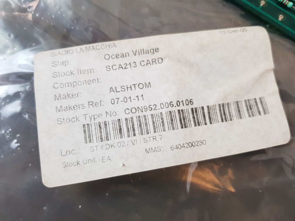Alsthom Sca213 Card 50.723 213 A
