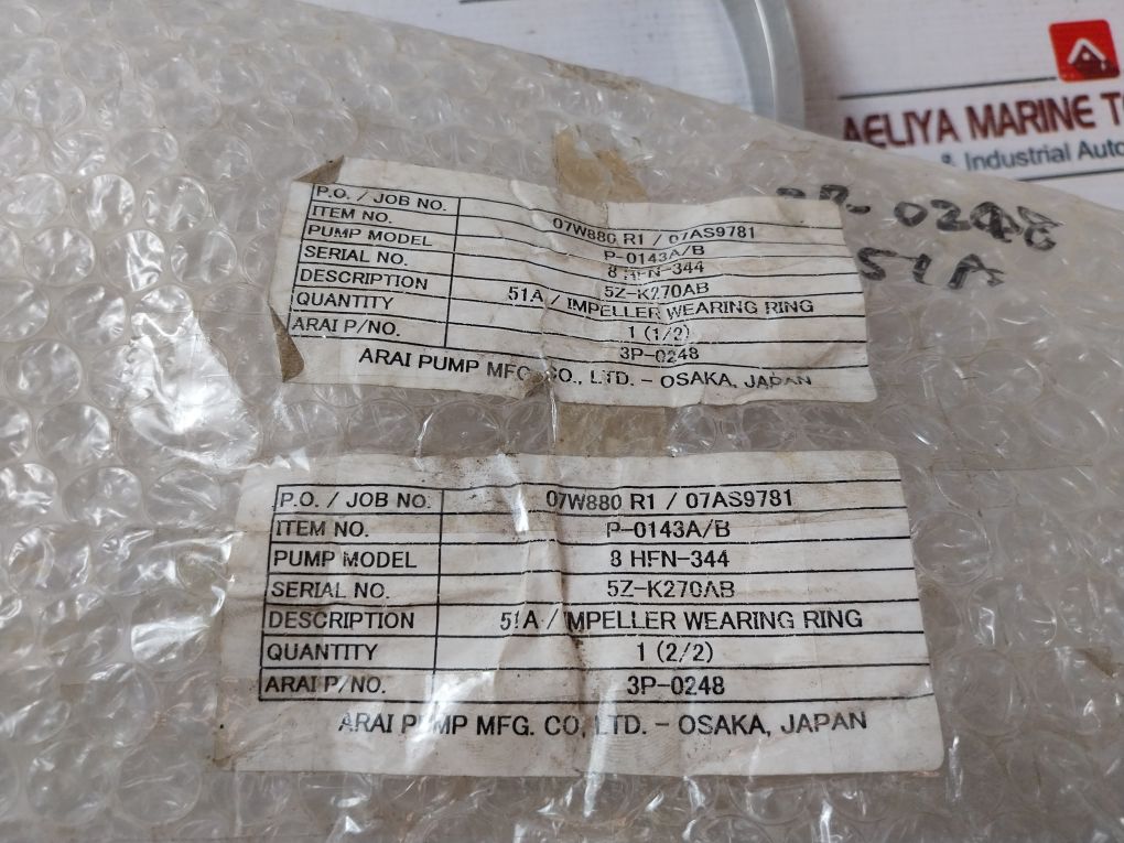 Arai Pump 8 Hfn-344 51A/Impeller Wearing Ring 3P-0248