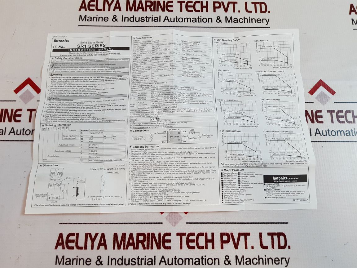 Autonics Sr1-1275 Solid State Relay Sr1 Series