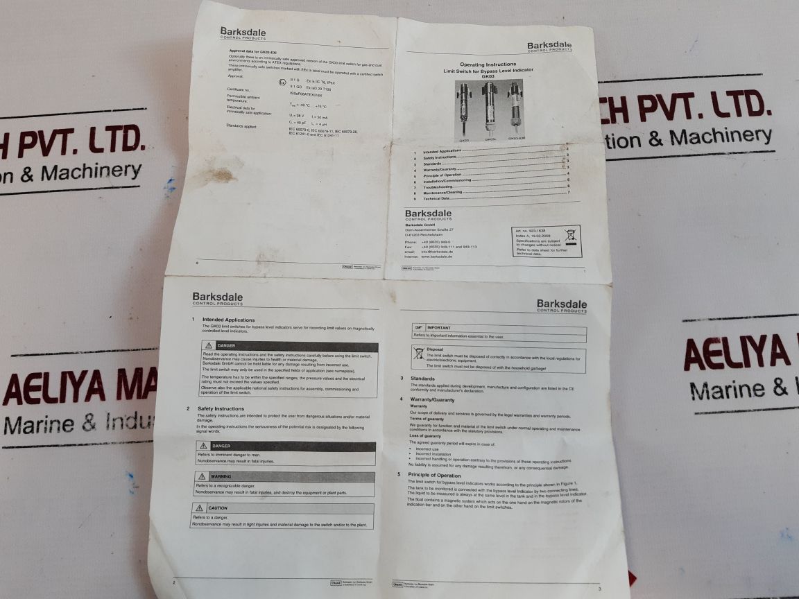 Barksdale 0303-031 Toggle Switch Gk03 1M Pvc Cable