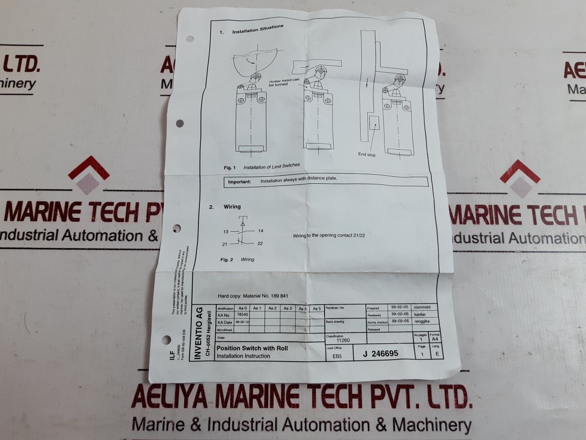 Bernstein 188 629 Position Switch