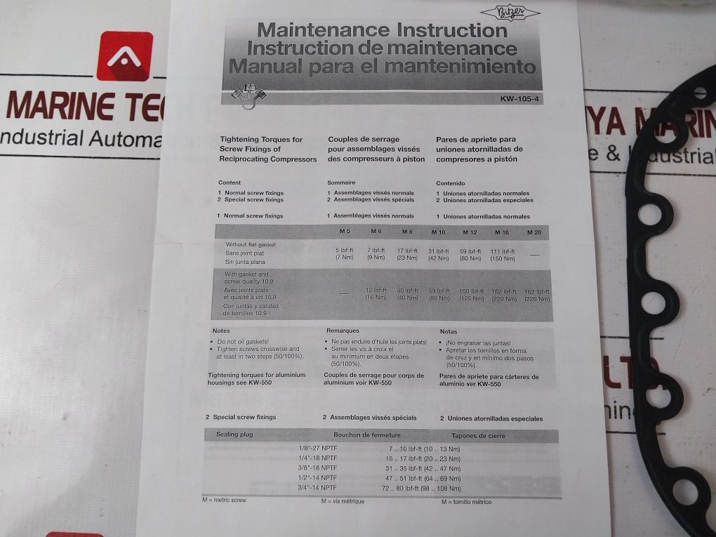 Bitzer 372811-04 Gasket Set