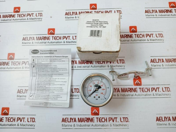 Brannan 0-10 Bar Glycerin Filled Liquid Pressure Gauge With Bezel 5011405754073