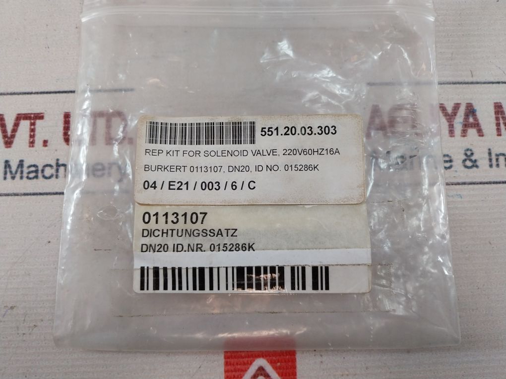 Burkert 0113107 Repair Kit For Solenoid Valve 16A