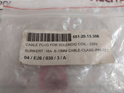 Lot Of 10X Burkert 551.20.13.306 16A-6-10Mm Cable Plug For Solenoid Coil