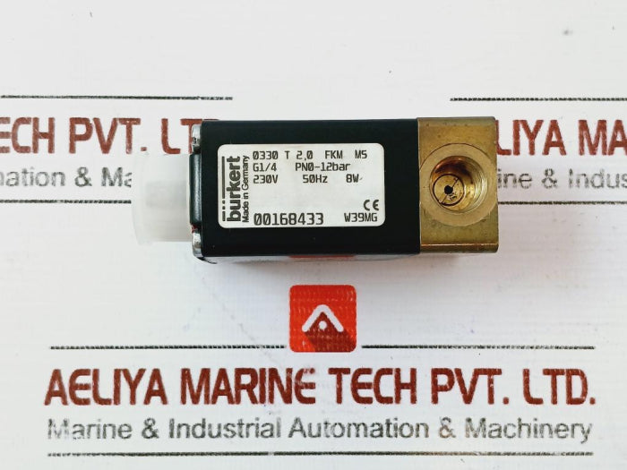 Burkert Solenoid Valve 0330 T 2,0 Fkm Ms G1/4 Pn0-12Bar 230V 50Hz 8W 