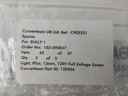 Lot of 5X C3 controls 13sblg120st pilot indicator-green light /lamp 120v ac/dc