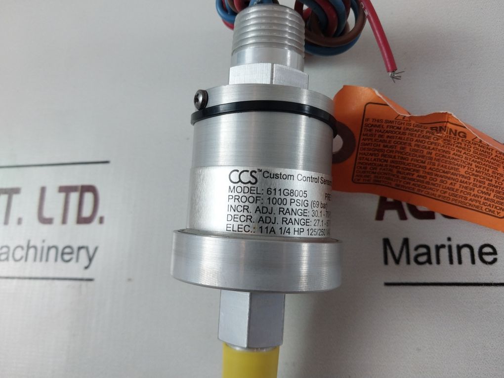 Custom Control Sensors 611G8005 Pressure Switch/Sensor 1000 Psig (69 Bar)