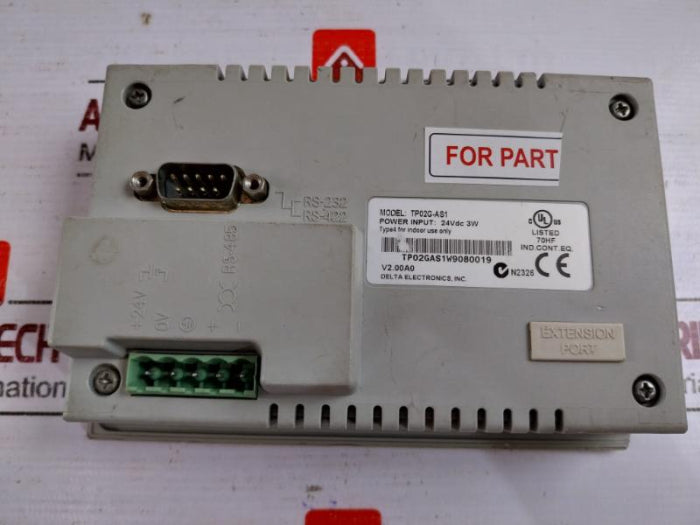 Delta Tp02G-as1 Human Machine Interface Controller 24Vdc 3W (Not Working)