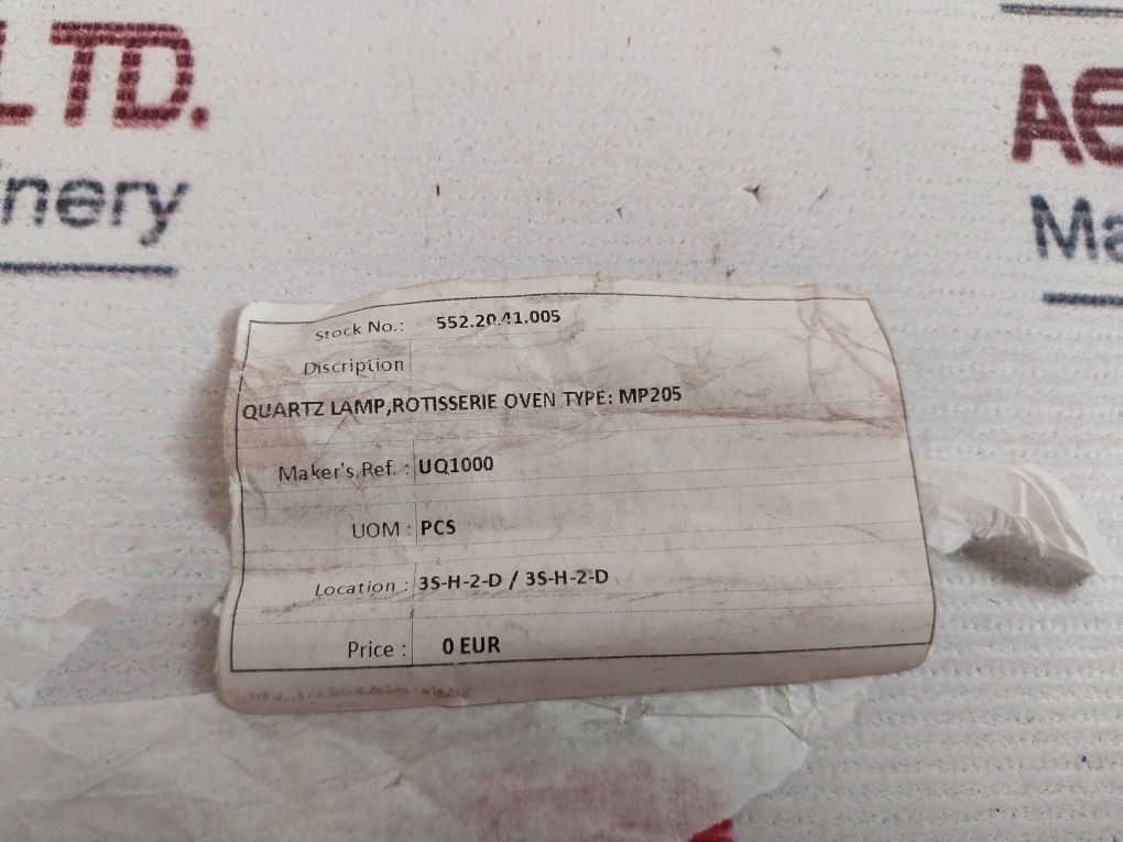 Dr. Fischer 13195X/98 Rotisserie Oven Quartz Lamp 1000W 235V