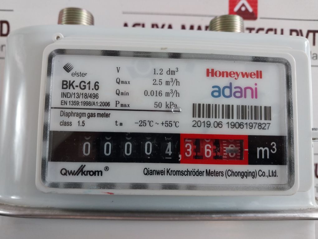 Elster Honeywell Bk-g1.6 Diaphragm Gas Meter Class 1.5