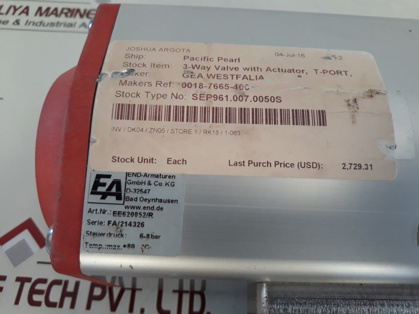 End-armaturen Pd311527-ee620852/Ws+An621207 3-way Valve With Actuator