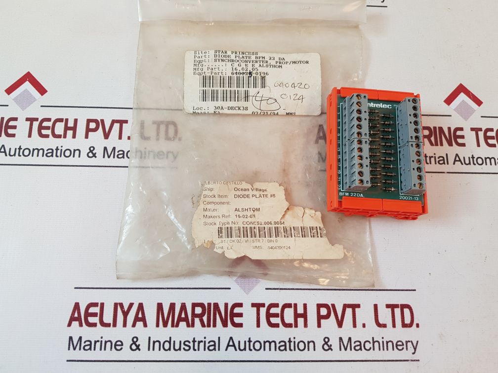 Entrelec Bfm 22Da Diode Plate 20021.13 Terminal Block