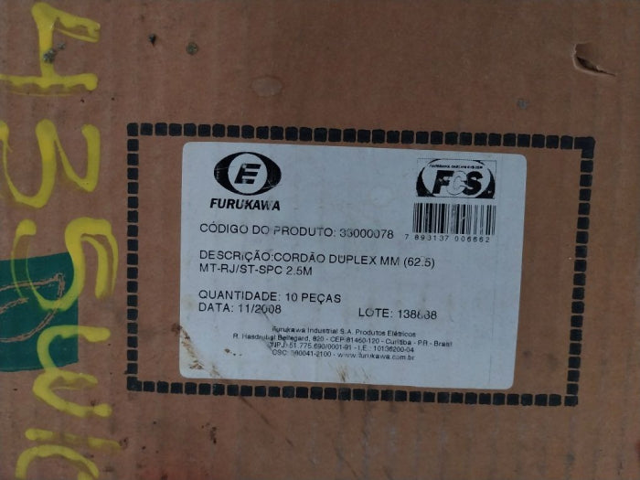 Furukawa 0484-02-0256 Optical Patch Cord Duplex 62.5 Mm