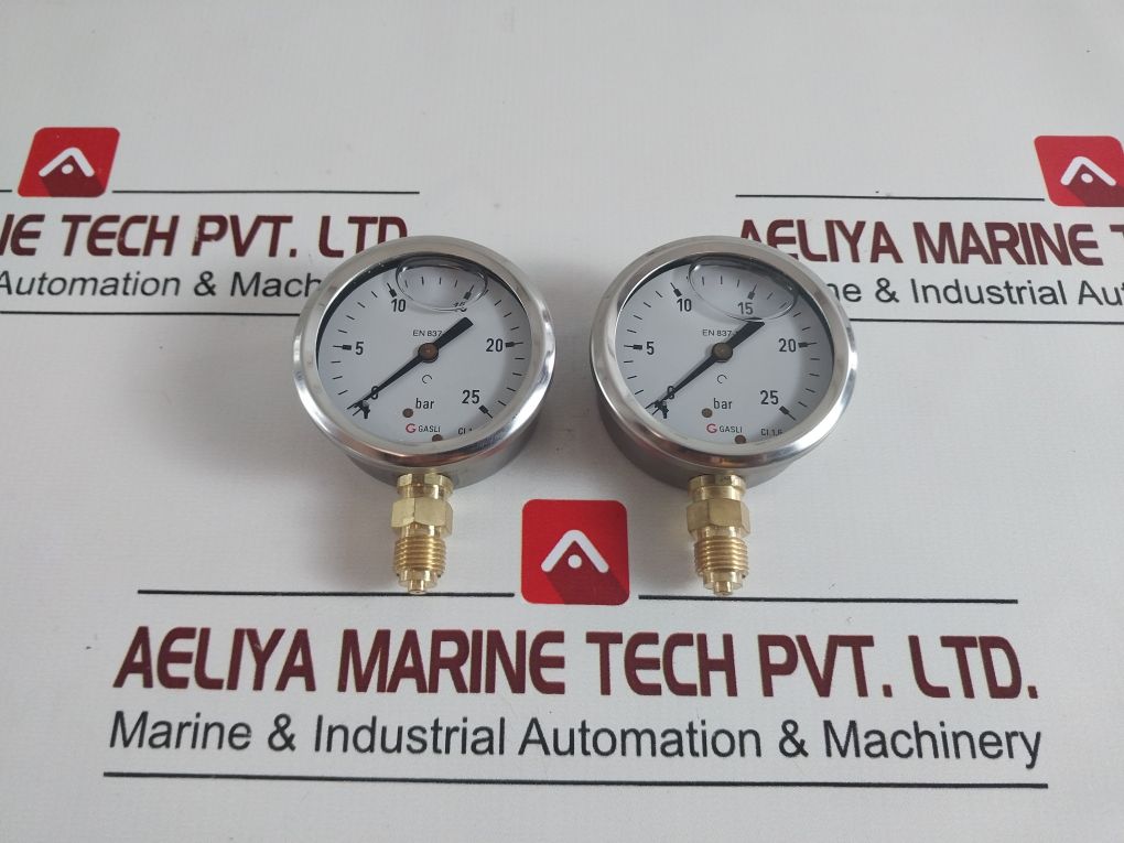 Lot Of 2X Gasli En 837-1 Pressure Gauge 0-25 Bar