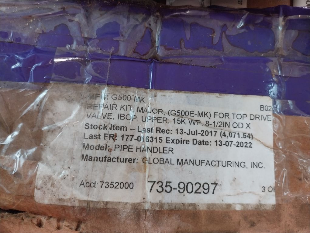 Global Manufacturing G500-mk Repair Kit For Top Drive Valve