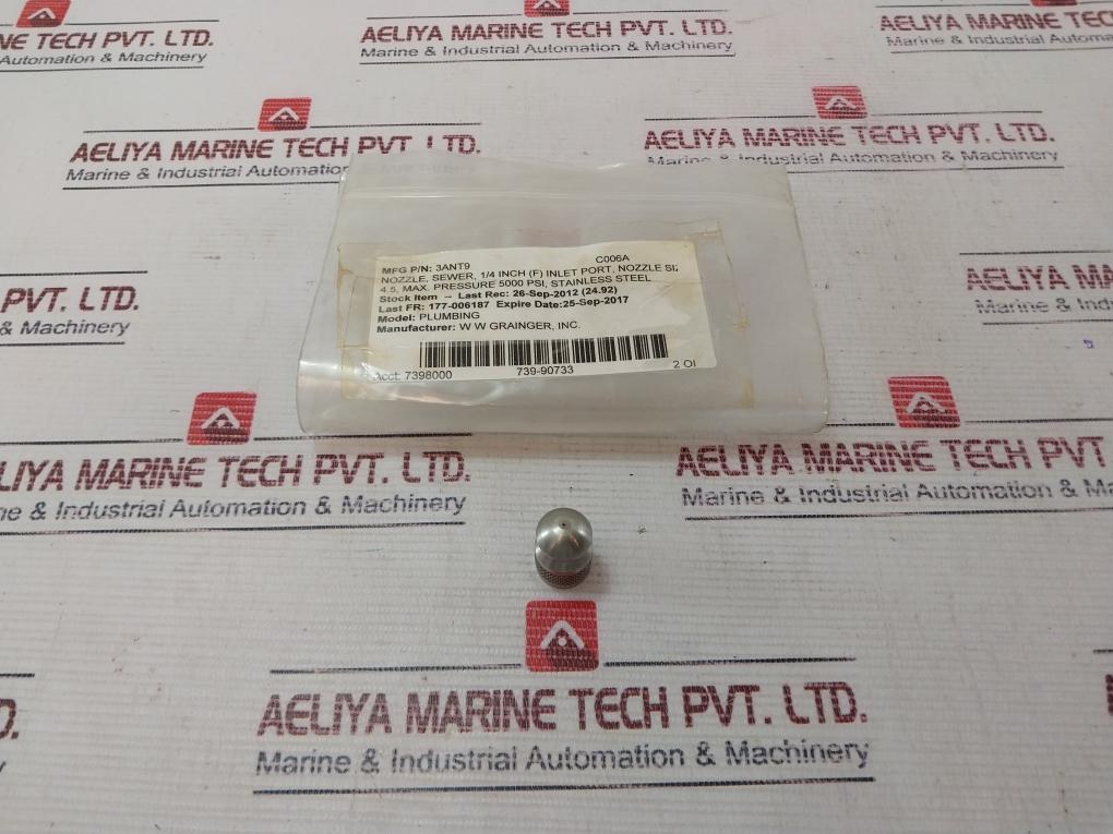 Grainger 3Ant9 Sewer Nozzle 1/4 Inch (F) Inlet Port 5000 Psi