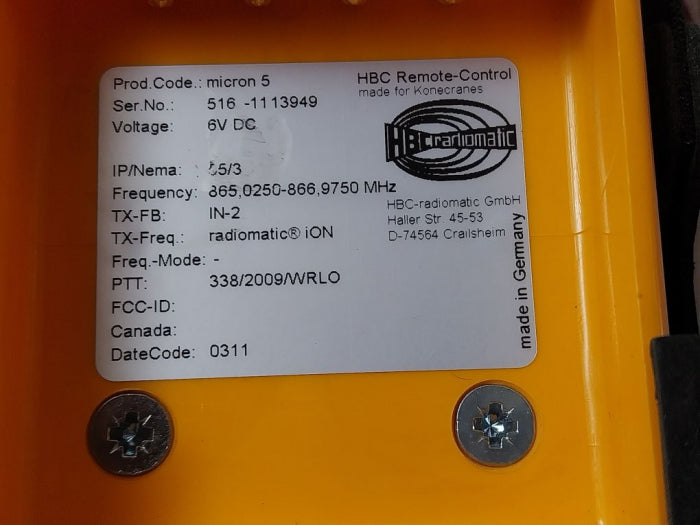 Hbc Radiomatic Micron 5 Remote Control 6Vdc Ip55 – Aeliya Marine