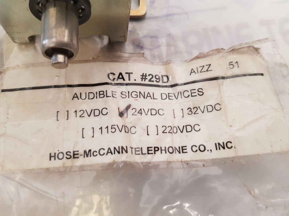Hose-mccann Telephone #29D Audible Signal Devices 24V Dc