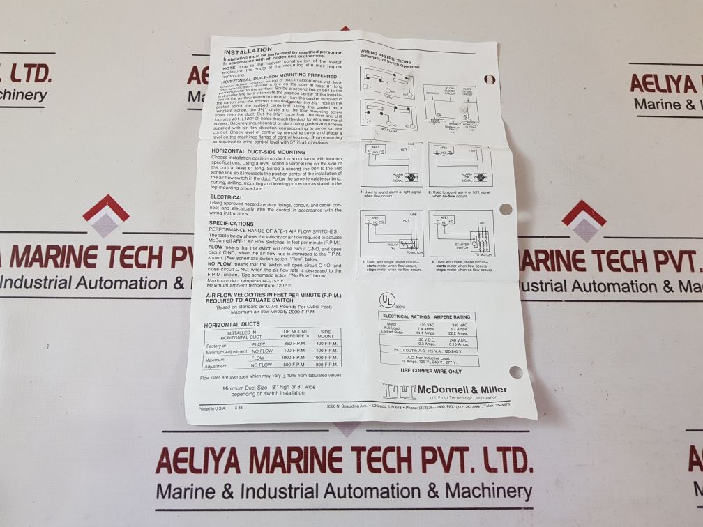 Mcdonnell & Miller Afe-1 Air Flow Switch – Aeliya Marine