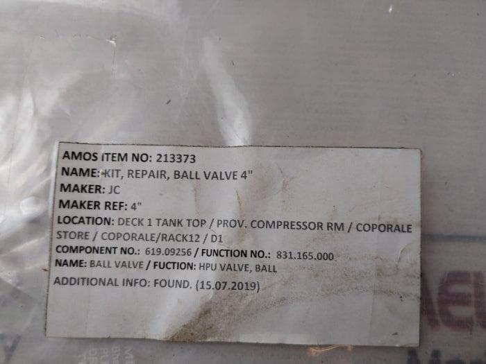 Jc Dn-4” Hpu Ball Valve Kit 831.165.000