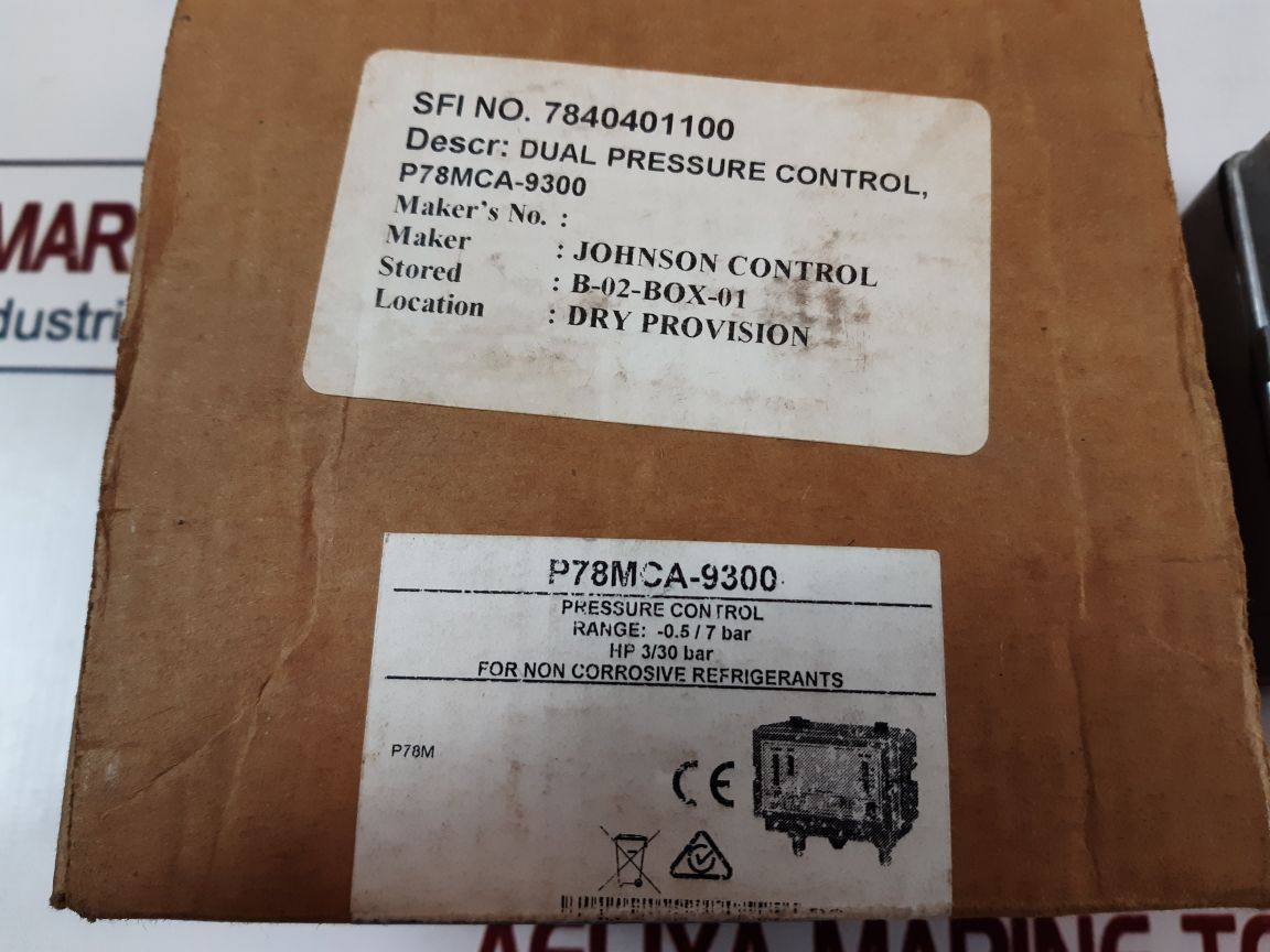 Johnson Controls P78Mca-9300 Pressure Control