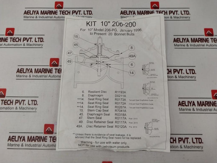 Kit 10” 206-200 D0211A Cylinder Seal