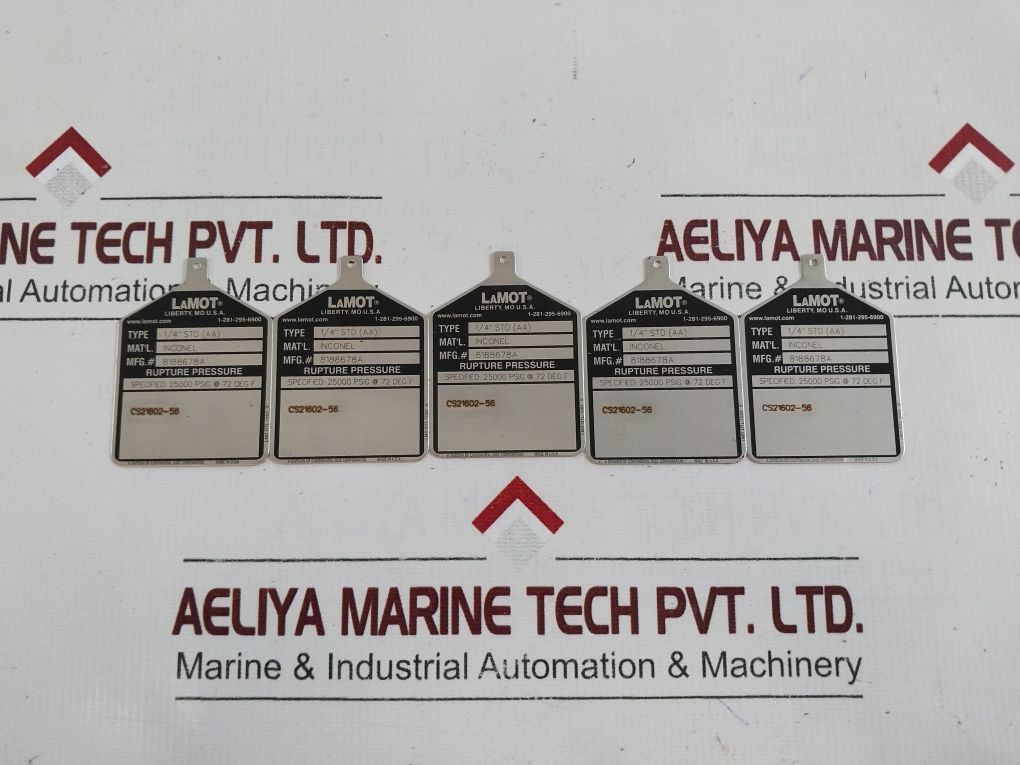 Lamot 1/4" Std (Aa) Rupture Pressure Disc 8188678A Set