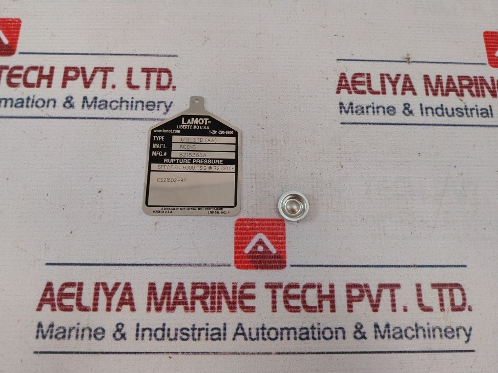 Lamot 1/4" Std (Aa) Rupture Pressure Disc