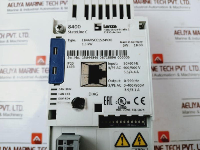 Lenze E84Avsce1524Vx0 Frequency Inverter Stateline C 8400 3/Pe Ac 50/60Hz