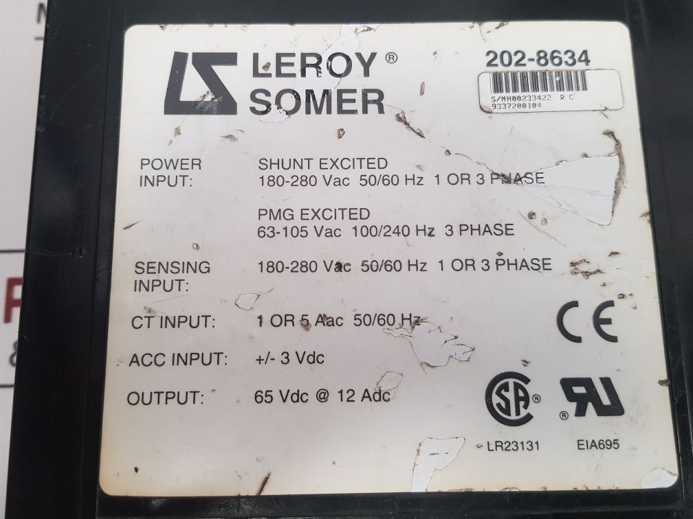 Leroy Somer 202-8634 Automatic Voltage Regulator