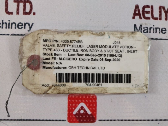 Leser Gbh Technical 4335.8774 Safety Relief Valve