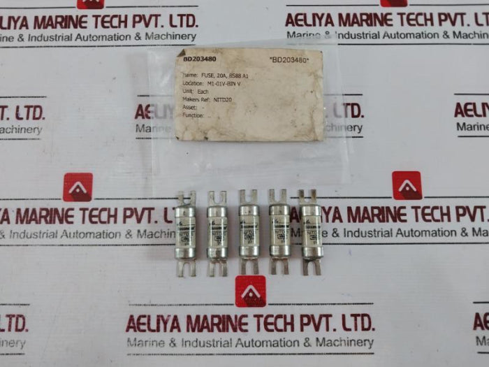 Lot Of 10X Bussmann Nitd20 Fuse 20 A Bs88 A1 Bd203480