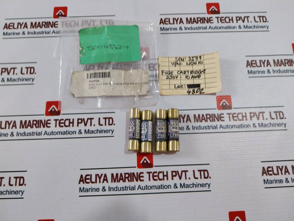 Lot Of 4X Bussmann Non 10 Fuse Cartridge 250 Volts