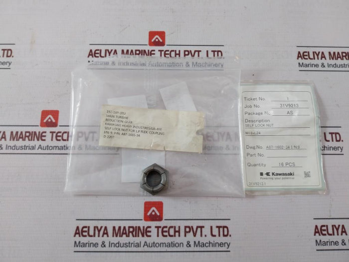 Lot Of 8X Kawasaki A87-1665-34 Self Lock Nut For L.P Flex Coupling M18Xl24