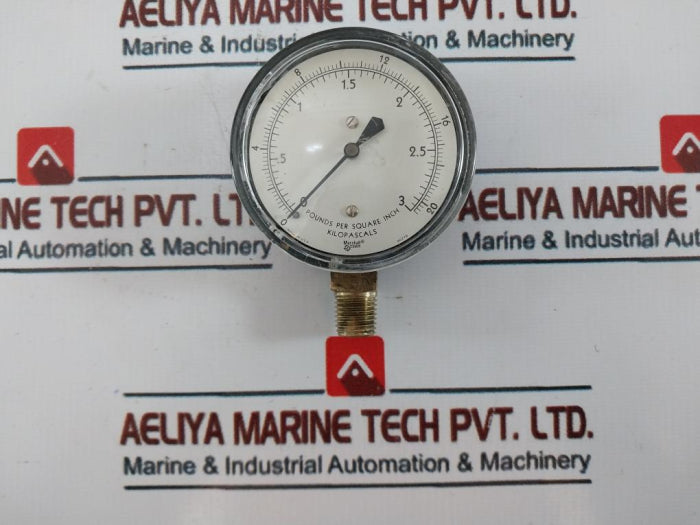 Marshall Town 0-20 Kilopascals Pressure Gauge 0-3 Pounds Per Square Inch