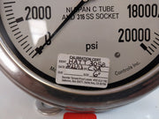 Mcdaniel Controls 316 Ss Tube And Socket 0-20,000 Psi Pressure Gauge