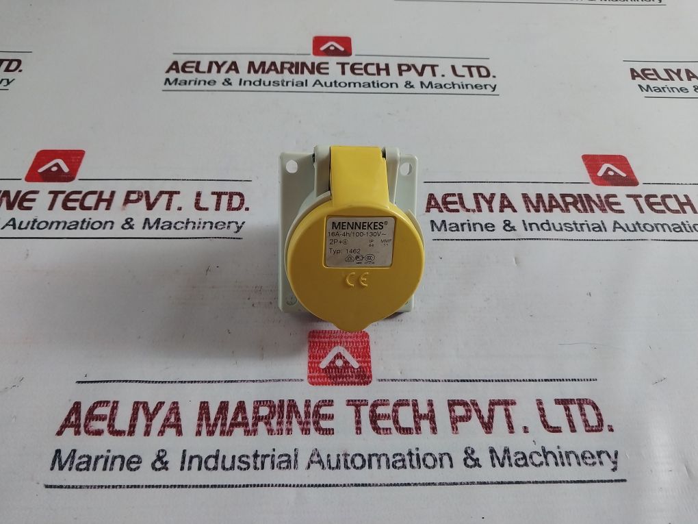 Mennekes 1462 Yellow Panel Mount 16A-4H/100-130V