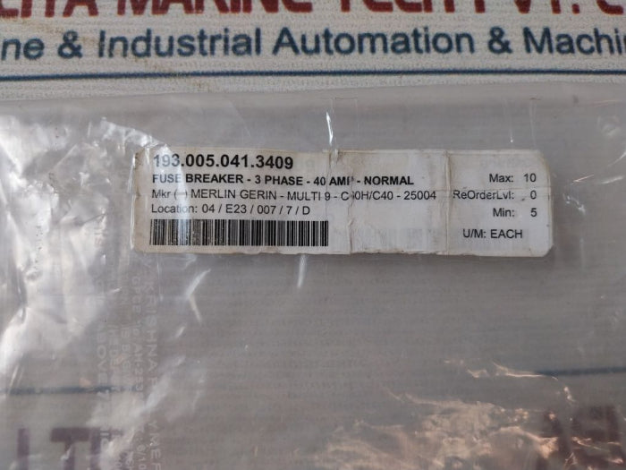 Merlin Gerin C60H 3 Phase-40 Amp-normal Circuit Breaker
