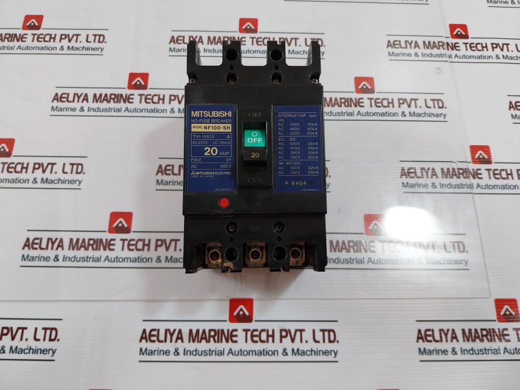 Mitsubishi Nf100-sh 3 Pole Shunt Trip No-fuse Breaker Ac220V 20A 50/60Hz
