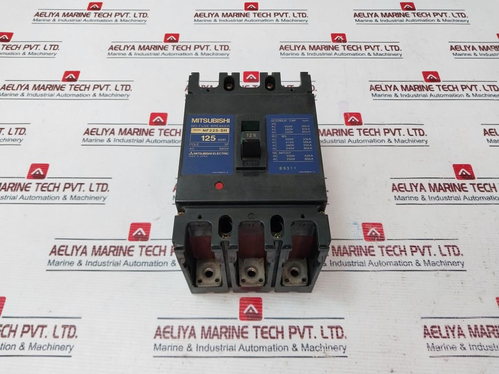 Mitsubishi Nf225-sh No-fuse Circuit Breaker 3 Pole 125 Amp 660V