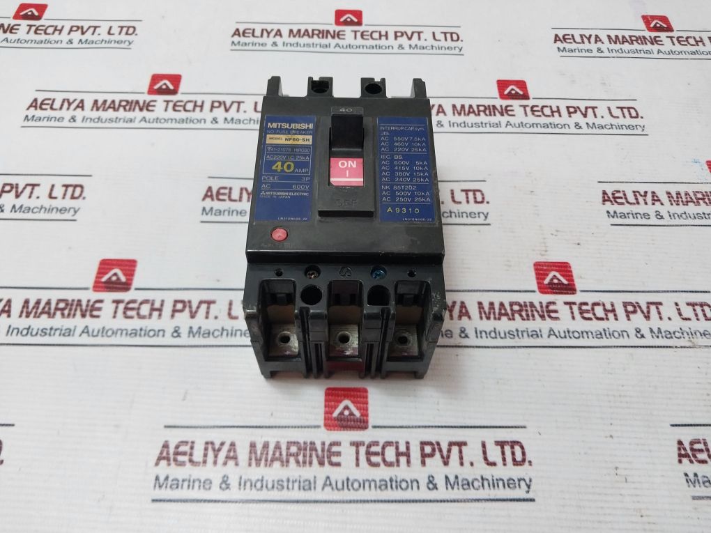 Mitsubishi Nf60-sh 3 Pole No-fuse Circuit Breaker Ac220V I.C. 25Ka 40 A