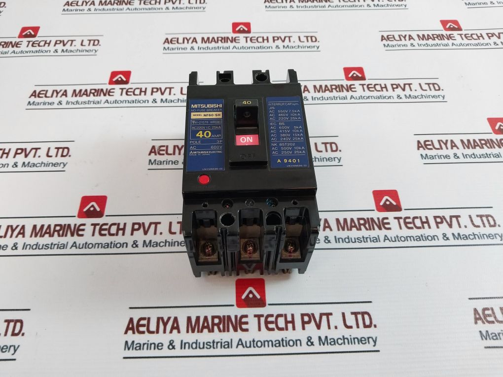 Mitsubishi Nf60-sh No-fuse Breaker 220V Ac 40A 3-pole