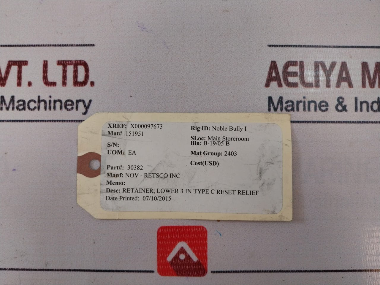 Lot Of 3X Nov 30382-20 Retainer Lower Reset Relief 30382