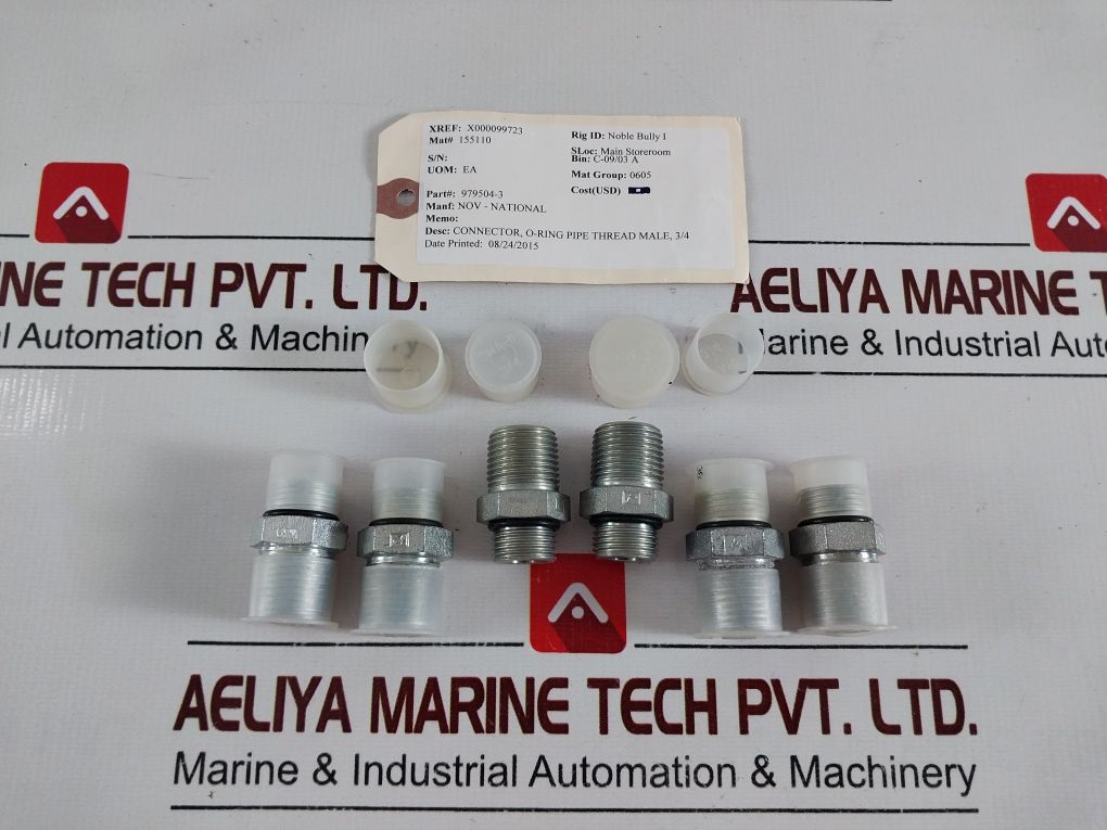 Lot Of 6X Nov 979504-3 Connector With O-ring Pipe Thread Male