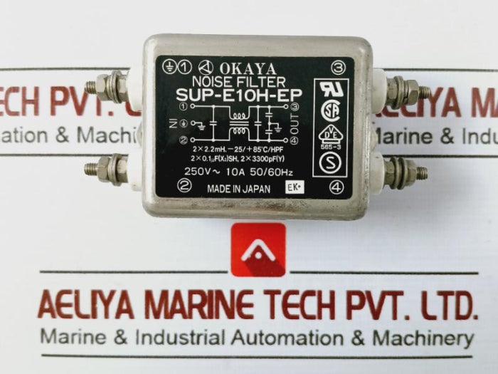 Okaya Sup-e10H-ep Noise Filter 250V 10A 50/60Hz 2X0.1µF(X2)Sh 2X3300Pf(Y)