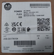 Allen-bradley 25B-d017N104 Ser A Power Flex 525 Ac Drive 7.5Kw 10Hp Sealed Pack
